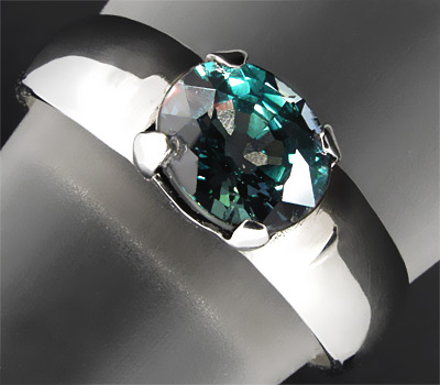 Серебро 925 Кольцо с замечательным сине-зеленым сапфиром