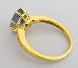 Кольцо с чистейшим полихромным танзанитом и бриллиантами Золото