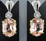 Серьги с чистейшими крупными морганитами и бриллиантами