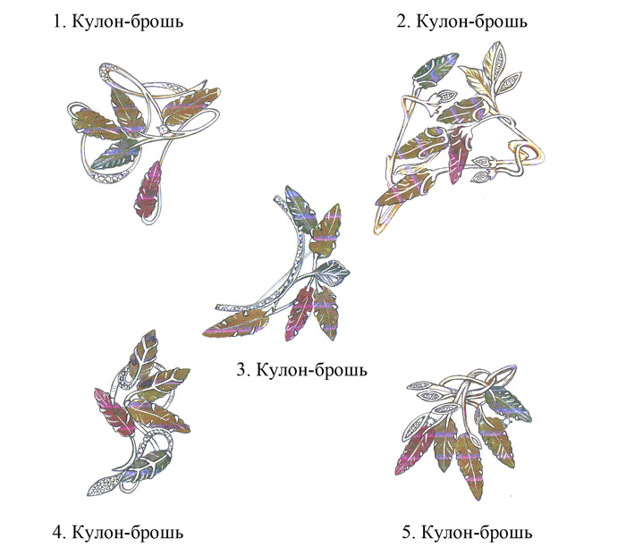 Кулон/брошь с резными турмалинами