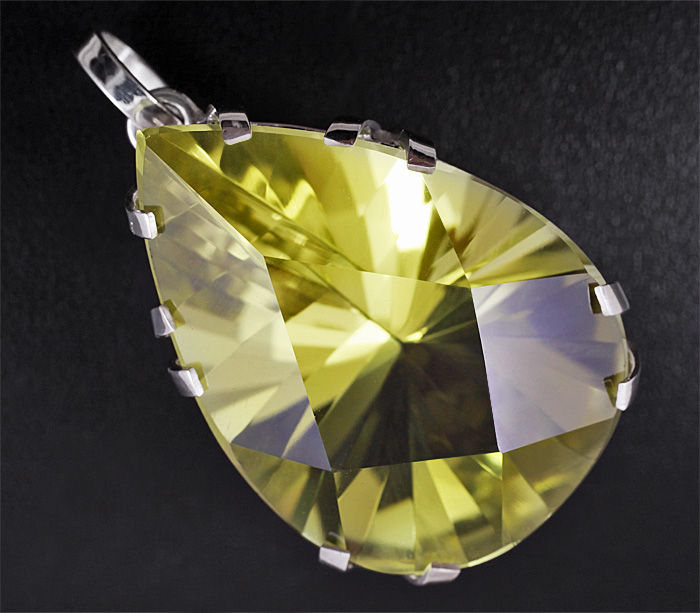 Серебро 925 Кулон с крупным лимонным цитрином