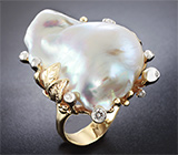 Кольцо с жемчужиной Mabe и бриллиантами Золото