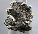 Комплект с осколками метеорита Кампо-дель-Сьело и разноцветными сапфирами