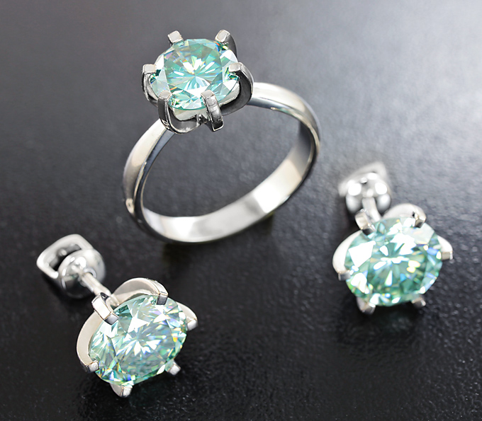Серебро 925 Комплект с муассанитами