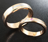 Обручальные кольца с розовыми сапфирами и бриллиантами