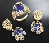 Комплект с кабошонами танзанитов, синими сапфирами и бриллиантами