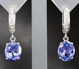 Серьги с чистейшими танзанитами и бриллиантами