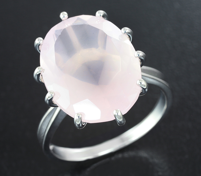Серебро 925 Кольцо c розовым кварцем