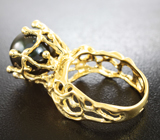 Кольцо с цветной жемчужиной и бриллиантами
