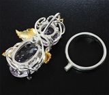Кольцо-трансформер с кунцитами 23,74 карата и родолитами