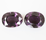 Подвески для серег с пурпурными шпинелями со сменой цвета 4,72 карата