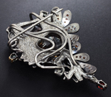 Серебряная брошь/кулон с империал топазом 18,4 карата и самоцветами