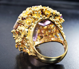 Кольцо с резными аметринами 29,36 карата, аметистами, желтыми сапфирами и бриллиантами