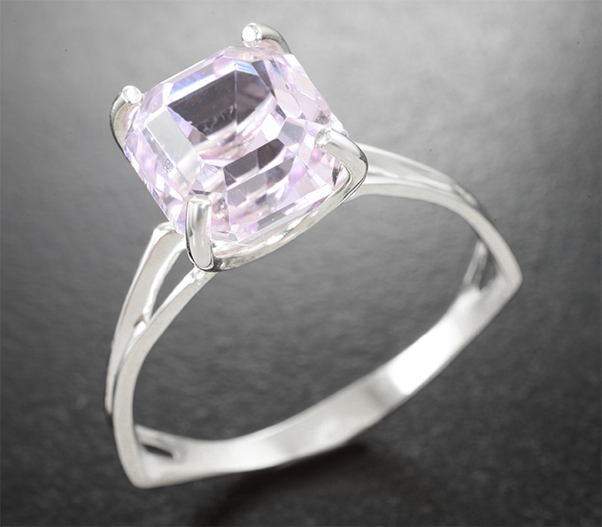 Серебро 925 Серебряное кольцо с кунцитом высокой чистоты 6,31 карата