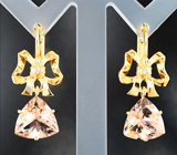 Золотые серьги с насыщенными морганитами 7,73 карата и бриллиантами Золото