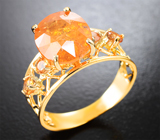 Кольцо с крупным 6,13 карата и малыми спессартинами «фанта»