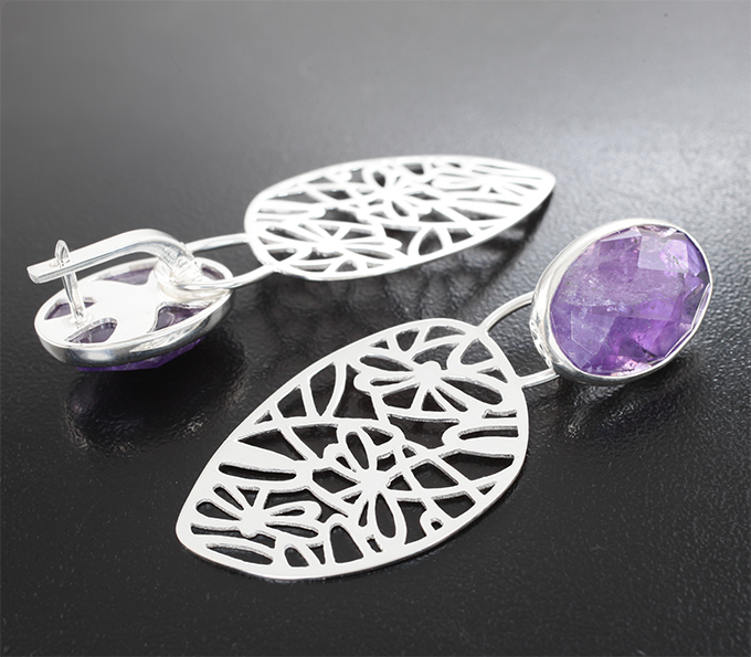 Серьги с аметистами 19,67 карата