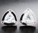 Пусеты с фенакитами 2,01 карата и розовыми бриллиантами