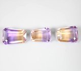 Крупный набор из 3 контрастных аметринов высокой чистоты 19,11 карата