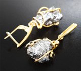 Серьги с осколками Сихоте-Алинского метеорита 50,34 карата, черными шпинелями и бриллиантами