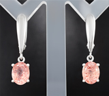 Серьги с земляничным кварцем 3,65 карата