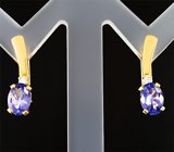 Серьги с танзанитами 1,48 карата и бриллиантами Золото