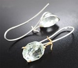 Серьги с зелеными аметистами авторской огранки 24,32 карата