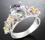 Кольцо с цоизотом 2,93 карата и разноцветными сапфирами