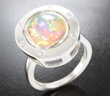 Кольцо с кристаллическим эфиопским опалом 3,25 карата и лейкосапфирами