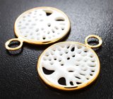 Подвесы для серег с резным перламутром Золото