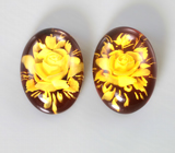 Парный резной янтарь 4,51 карата