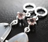 Подвесы для серег с агатом с включениями дендритов 16,02 карата и гранатами со сменой цвета Серебро 925