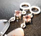 Подвесы для серег с агатом с включениями дендритов 16,02 карата и гранатами со сменой цвета Серебро 925