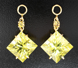 Подвесы для серег с лимонными цитринами 15,43 карата и мали гранатами