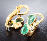 Серьги с изумрудами 1,39 карата и лейкосапфирами