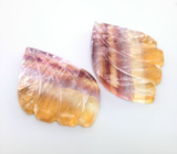 Крупная пара резных полихромных флюоритов 63,76 карата