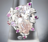 Кольцо с морганитом 8,23 карата и розовыми сапфирами