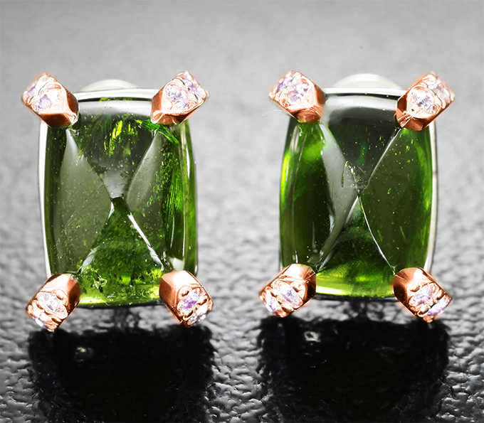 Комплект с уральскими диопсидами 7,36 карата и аметистами