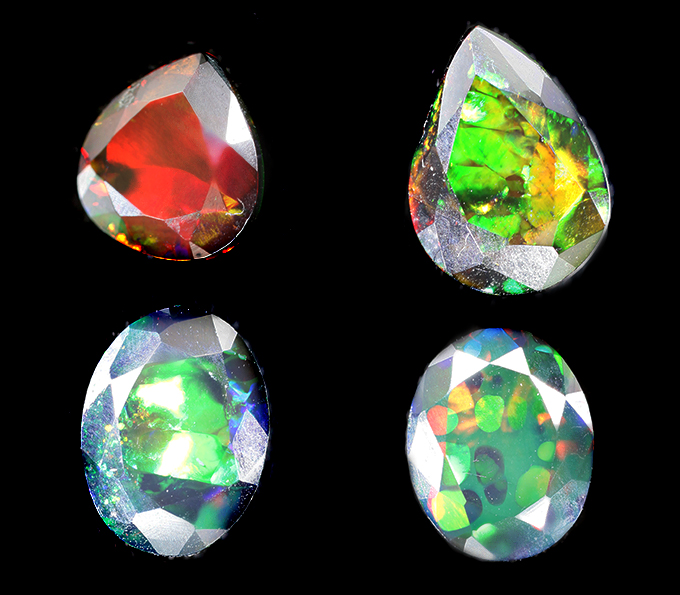 Набор из 4 ограненных черных опалов 5,17 карата