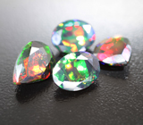 Набор из 4 ограненных черных опалов 5,17 карата