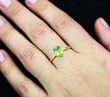 Золотое кольцо с ярким сверкающим зеленым сфеном 1,16 карата