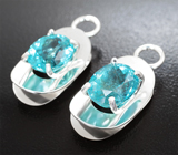 Комплект с неоново-голубыми апатитами 11,23 карата Серебро 925