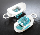 Комплект с неоново-голубыми апатитами 11,23 карата Серебро 925