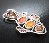 Брошь с ограненными эфиопскими опалами 7,26 карата, сапфирами 1,4 карата и бриллиантом Золото