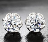 Пусеты с муассанитами 3,65 карата Серебро 925