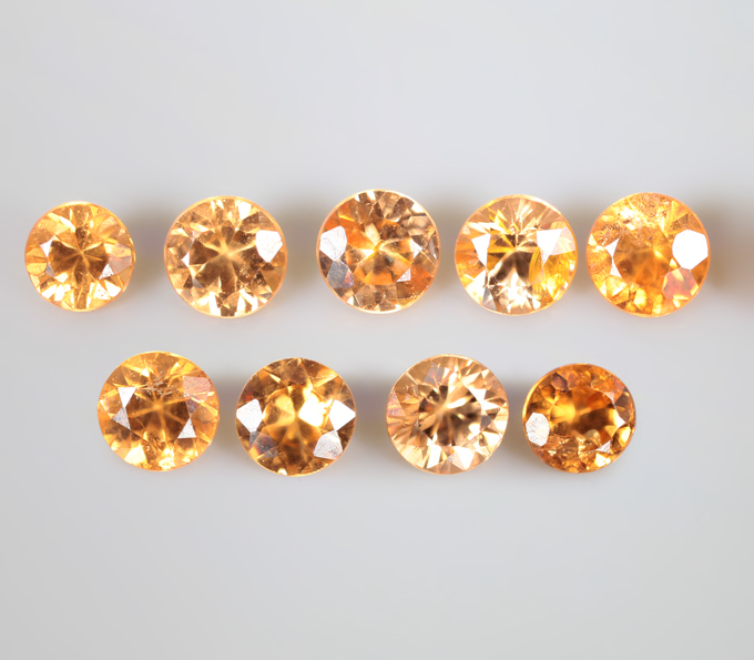 Набор из 9 спессартинов гранатов 1,45 карата
