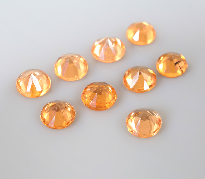 Набор из 9 спессартинов гранатов 1,45 карата