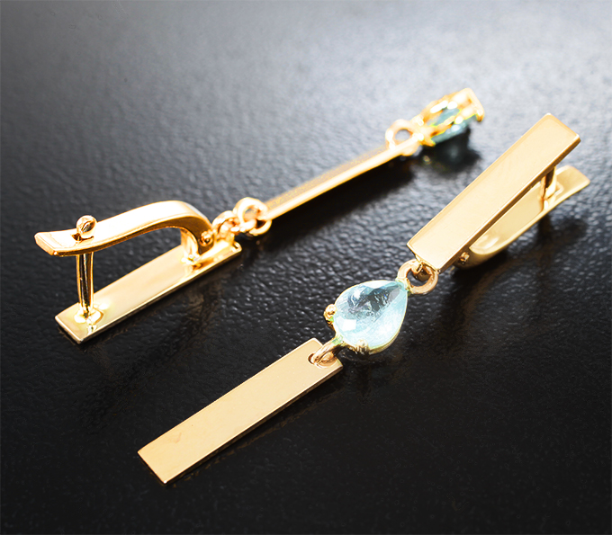 Серьги с параиба турмалинами 0,68 карата