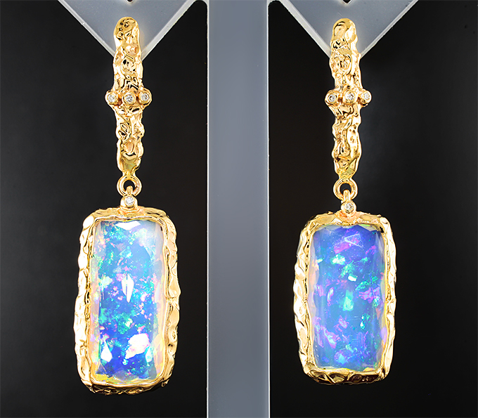 Серьги с ограненными эфиопскими опалами 16,35 карата и бриллиантами