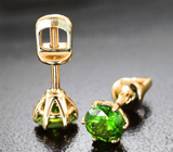 Пусеты с уральскими демантоидами 1,51 карата Золото